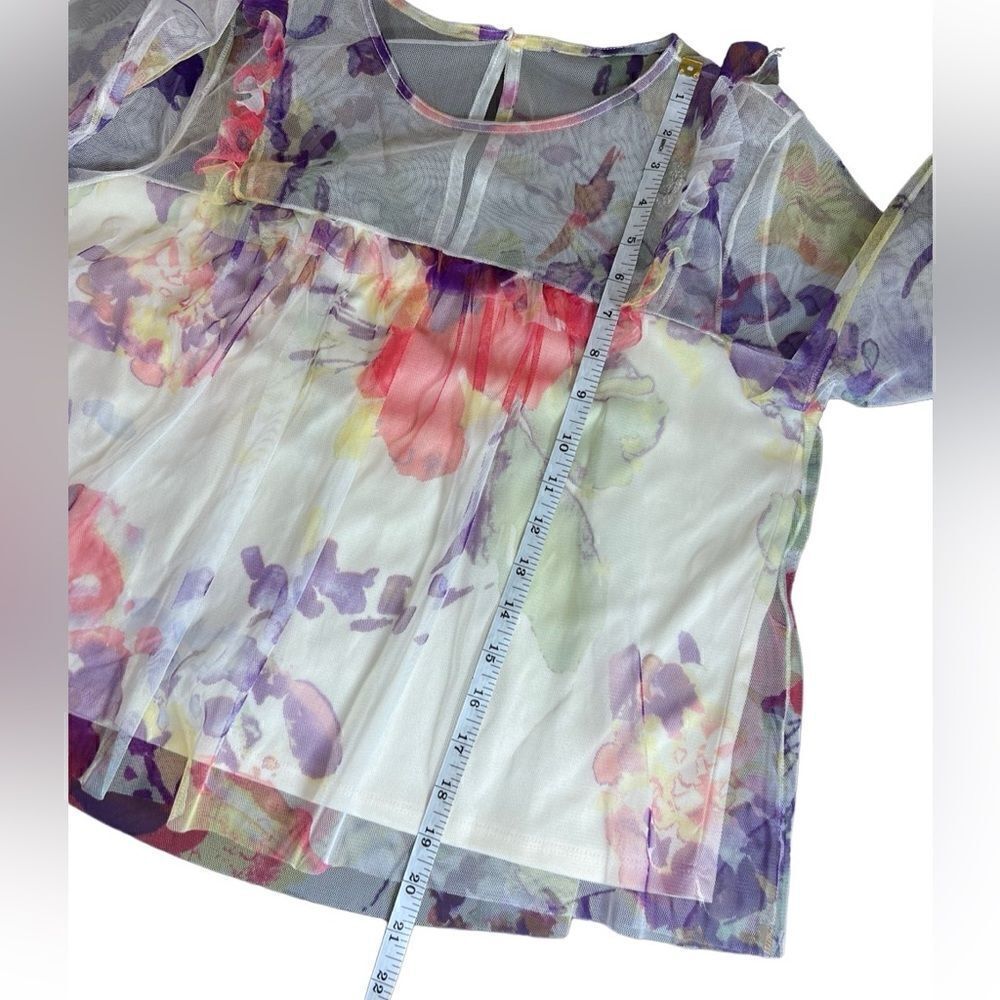 (NWT) Mimi Chica ruffled sheer cropped blouse ivory floral size medium - Picture 14 of 16